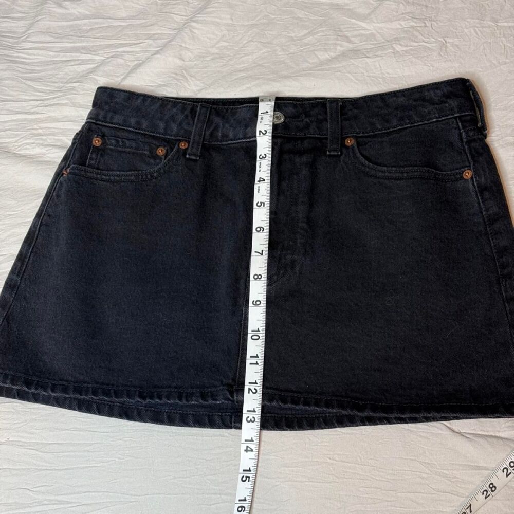 Abercrombie & Fitch Mid Rise Denim Mini Skirt - Washed Black - Size 26 / 2 - Picture 7 of 7